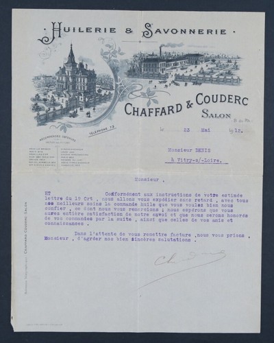 Facture 1912 savonnerie - 1912,