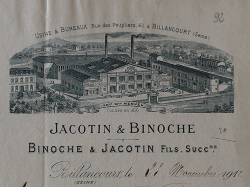 Facture billancourt 1912 - facture,