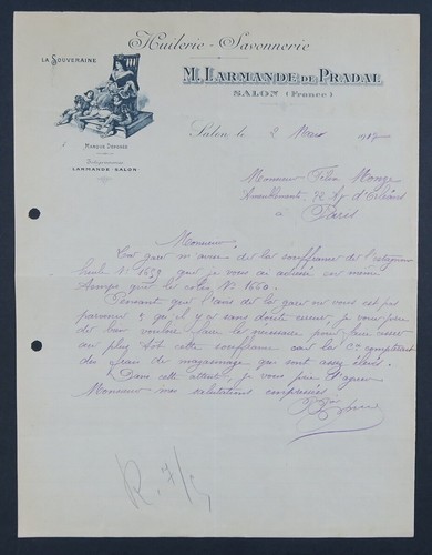 Facture 1917 huilerie larmande - 1917,
