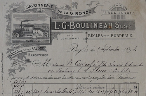 Facture begles bordeaux - facture, 1898