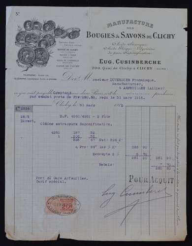 Billhead facture clichy - billhead, 1915